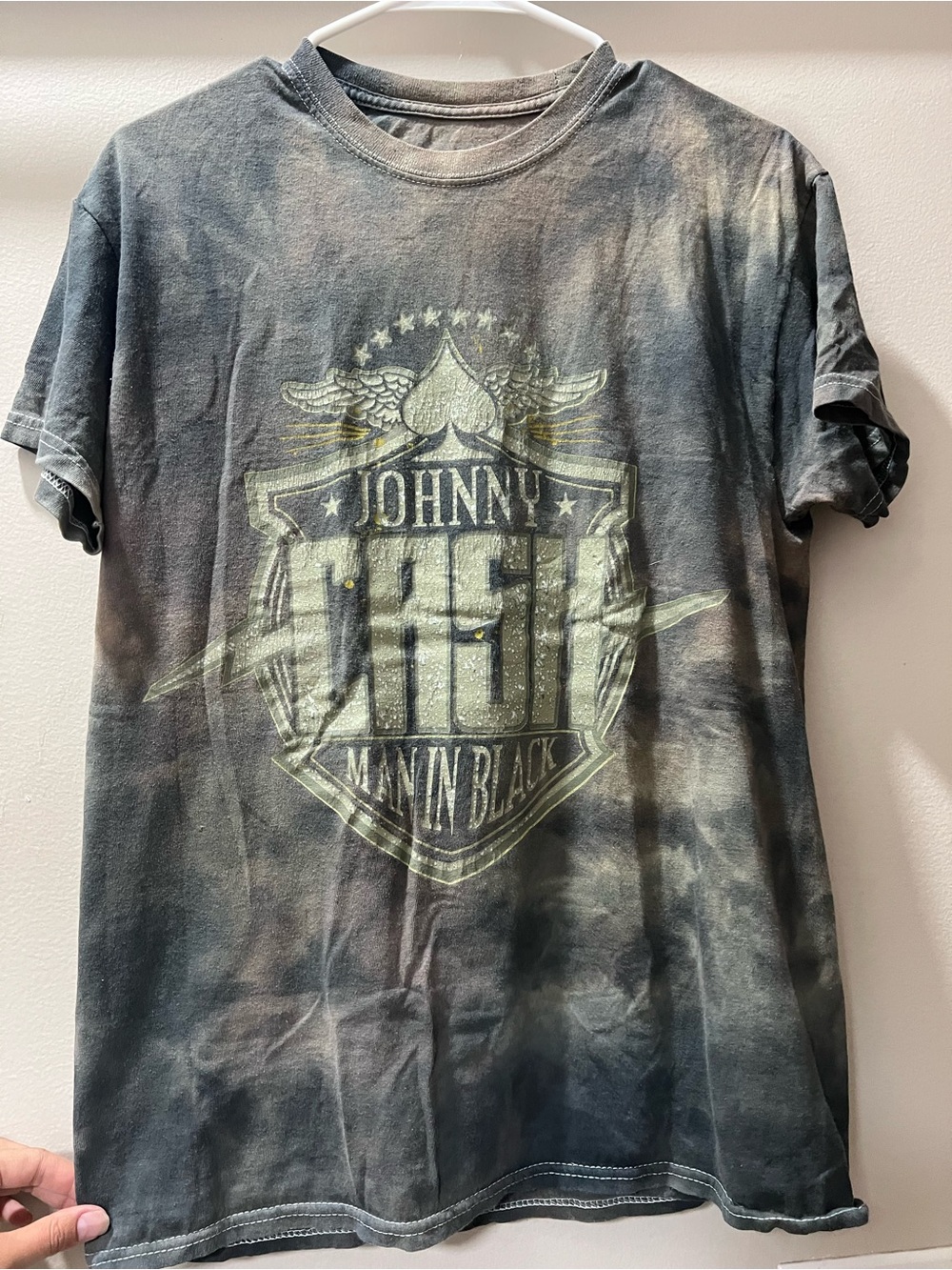 Black and Gray Tie-Dye Johnny Cash Graphic Tee